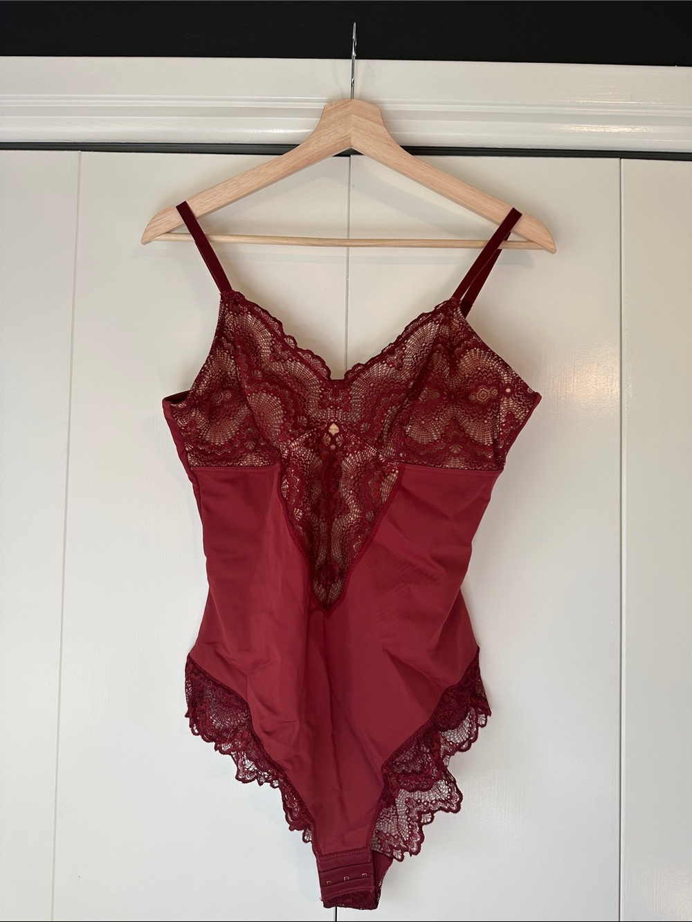NWT Pinsy Lace-Trim Burgundy Bodysuit - Women Intimates & Sleepwear - XL